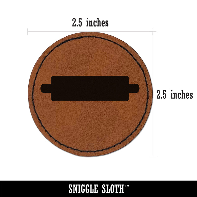 Rolling Pin Solid Baking Round Iron-On Engraved Faux Leather Patch Applique - 2.5"