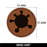 Virus Symbol Solid Round Iron-On Engraved Faux Leather Patch Applique - 2.5"