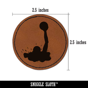 Water Polo Solid Round Iron-On Engraved Faux Leather Patch Applique - 2.5"