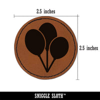 Birthday Balloons Trio Round Iron-On Engraved Faux Leather Patch Applique - 2.5"