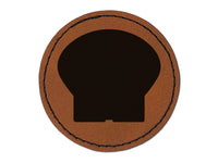 Clam Shell Solid Round Iron-On Engraved Faux Leather Patch Applique - 2.5"