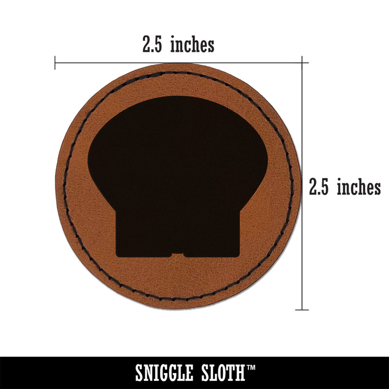 Clam Shell Solid Round Iron-On Engraved Faux Leather Patch Applique - 2.5"