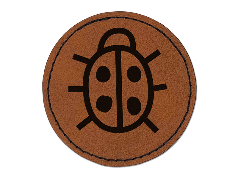 Cute Ladybug Round Iron-On Engraved Faux Leather Patch Applique - 2.5"