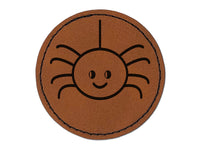 Cute Spider Round Iron-On Engraved Faux Leather Patch Applique - 2.5"