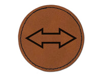 Double Arrow Symbol Outline Round Iron-On Engraved Faux Leather Patch Applique - 2.5"