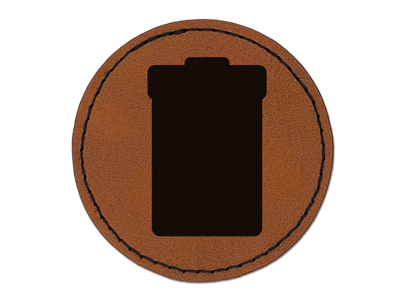 Garbage Trash Can Solid Round Iron-On Engraved Faux Leather Patch Applique - 2.5"