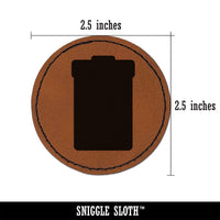 Garbage Trash Can Solid Round Iron-On Engraved Faux Leather Patch Applique - 2.5"