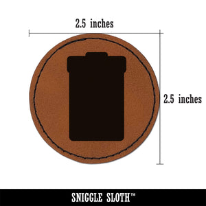 Garbage Trash Can Solid Round Iron-On Engraved Faux Leather Patch Applique - 2.5"