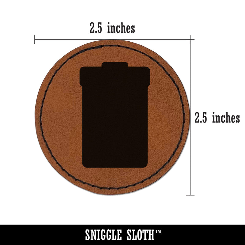 Garbage Trash Can Solid Round Iron-On Engraved Faux Leather Patch Applique - 2.5"