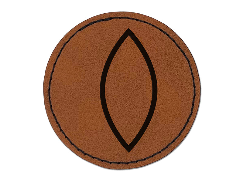 Leaf Simple Outline Round Iron-On Engraved Faux Leather Patch Applique - 2.5"