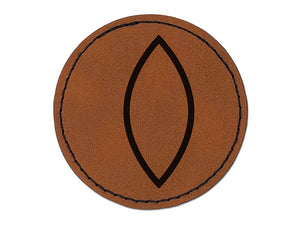 Leaf Simple Outline Round Iron-On Engraved Faux Leather Patch Applique - 2.5"