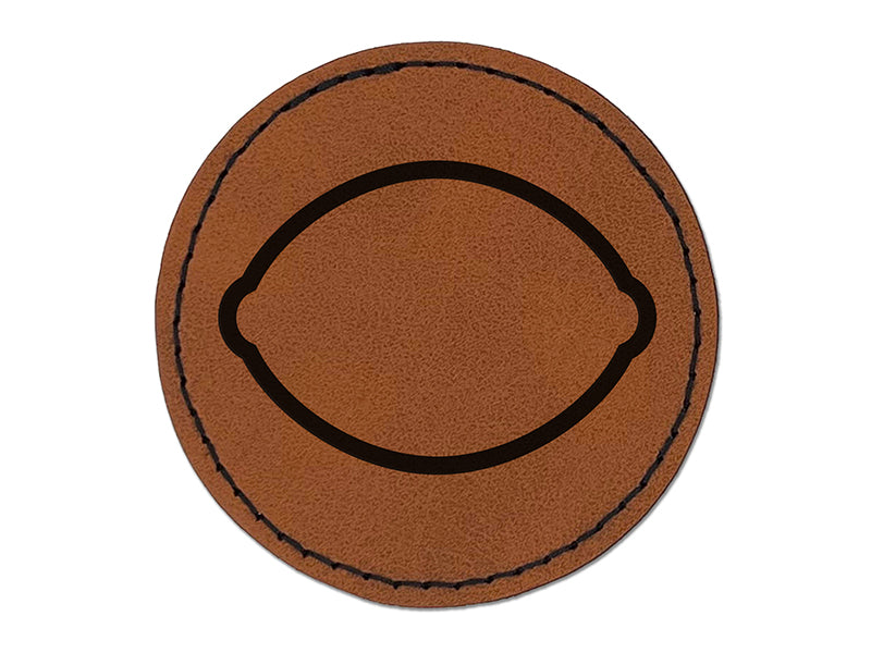 Lemon Fruit Outline Round Iron-On Engraved Faux Leather Patch Applique - 2.5"