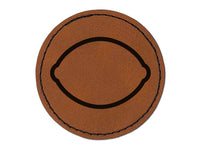 Lemon Fruit Outline Round Iron-On Engraved Faux Leather Patch Applique - 2.5"