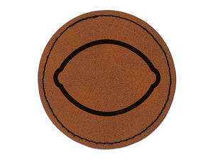 Lemon Fruit Outline Round Iron-On Engraved Faux Leather Patch Applique - 2.5"