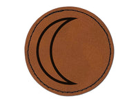 Moon Partial Outline Round Iron-On Engraved Faux Leather Patch Applique - 2.5"