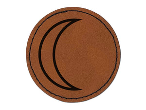 Moon Partial Outline Round Iron-On Engraved Faux Leather Patch Applique - 2.5"