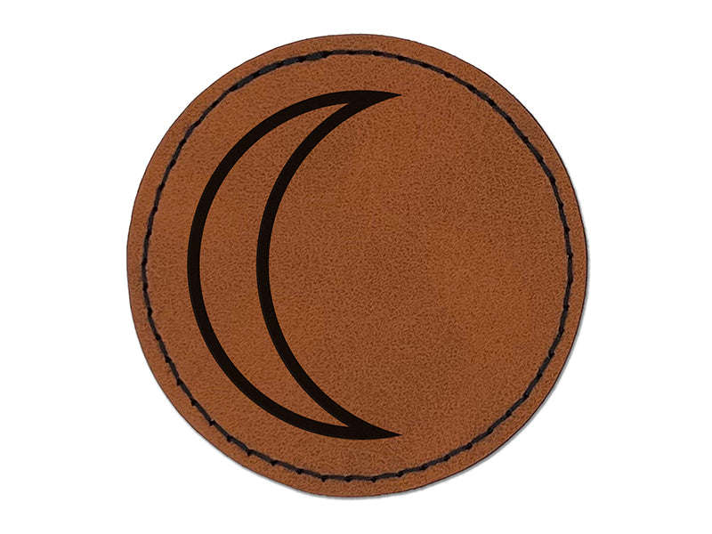 Moon Partial Outline Round Iron-On Engraved Faux Leather Patch Applique - 2.5"