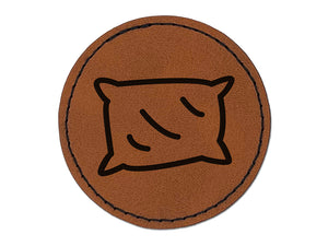 Pillow Sleep Doodle Round Iron-On Engraved Faux Leather Patch Applique - 2.5"