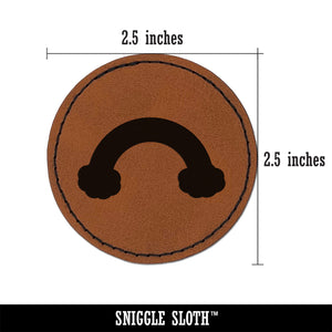 Rainbow with Clouds Solid Round Iron-On Engraved Faux Leather Patch Applique - 2.5"