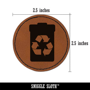 Recycle Can Solid Round Iron-On Engraved Faux Leather Patch Applique - 2.5"