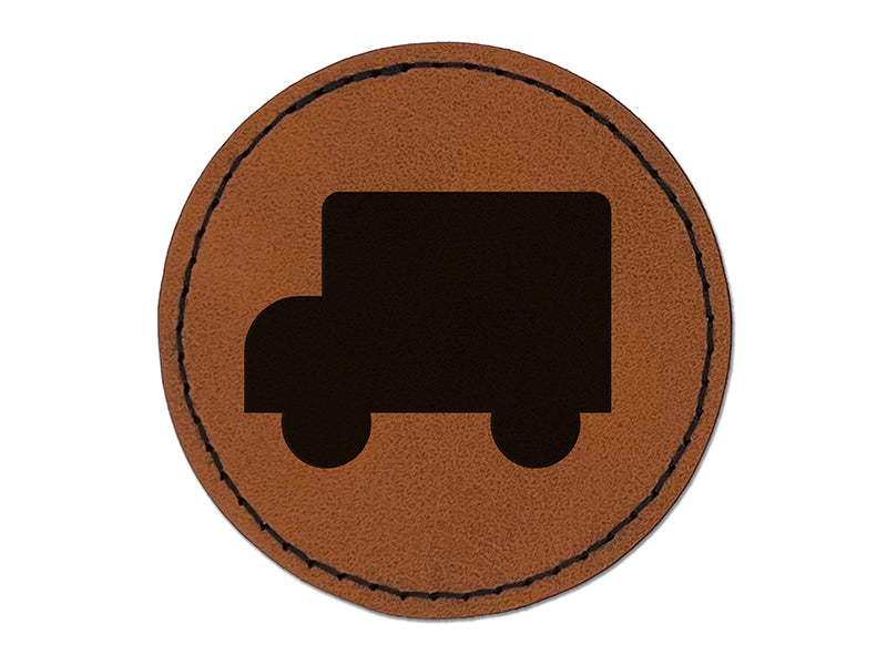 School Bus Solid Round Iron-On Engraved Faux Leather Patch Applique - 2.5"