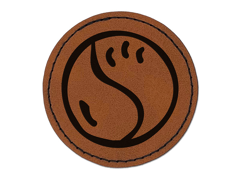 Tennis Ball Cute Round Iron-On Engraved Faux Leather Patch Applique - 2.5"