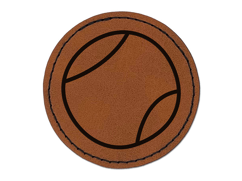 Tennis Ball Doodle Round Iron-On Engraved Faux Leather Patch Applique - 2.5"