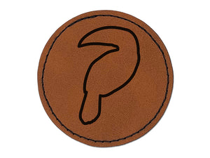 Toucan Outline Round Iron-On Engraved Faux Leather Patch Applique - 2.5"