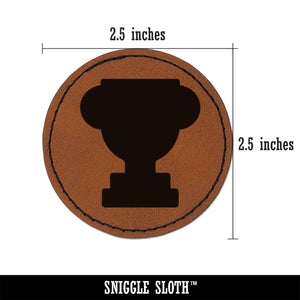 Trophy Award Solid Round Iron-On Engraved Faux Leather Patch Applique - 2.5"