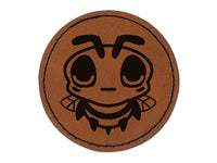 Cute Bee Sleepy Round Iron-On Engraved Faux Leather Patch Applique - 2.5"