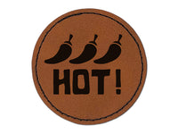 Flavor Hot Round Iron-On Engraved Faux Leather Patch Applique - 2.5"