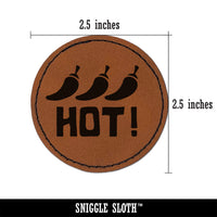 Flavor Hot Round Iron-On Engraved Faux Leather Patch Applique - 2.5"