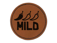 Flavor Mild Round Iron-On Engraved Faux Leather Patch Applique - 2.5"