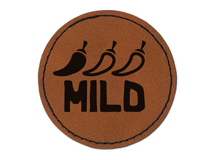 Flavor Mild Round Iron-On Engraved Faux Leather Patch Applique - 2.5"