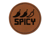 Flavor Spicy Round Iron-On Engraved Faux Leather Patch Applique - 2.5"