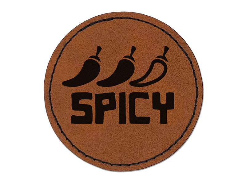 Flavor Spicy Round Iron-On Engraved Faux Leather Patch Applique - 2.5"