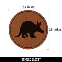 Aardvark Solid Round Iron-On Engraved Faux Leather Patch Applique - 2.5"