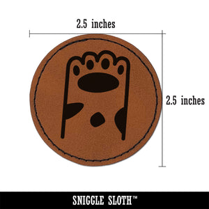 Cute Dog Cat Paw Spotted Doodle Round Iron-On Engraved Faux Leather Patch Applique - 2.5"