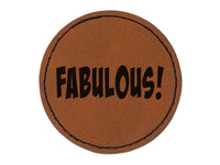 Fabulous Teacher School Fun Text Round Iron-On Engraved Faux Leather Patch Applique - 2.5"