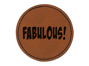 Fabulous Teacher School Fun Text Round Iron-On Engraved Faux Leather Patch Applique - 2.5"