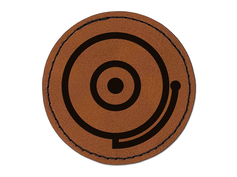 Fire Alarm Fireman Firefighter Round Iron-On Engraved Faux Leather Patch Applique - 2.5"