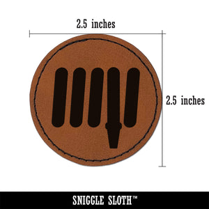 Fire Hose Firefighter Icon Round Iron-On Engraved Faux Leather Patch Applique - 2.5"