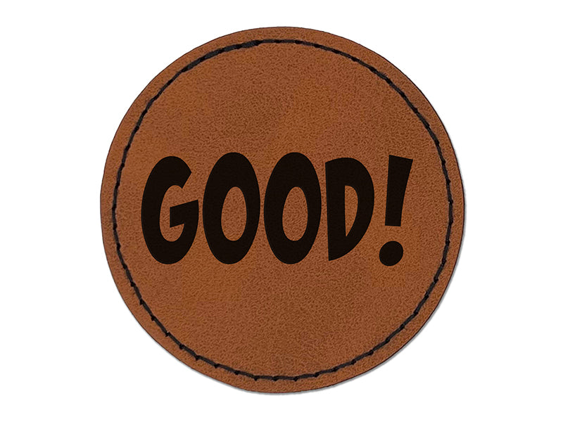 Good Teacher School Fun Text Round Iron-On Engraved Faux Leather Patch Applique - 2.5"