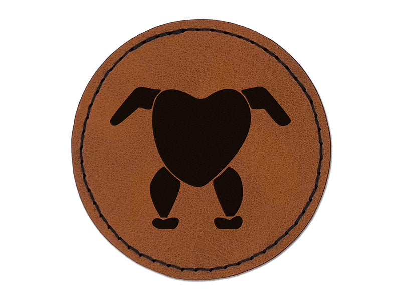 Headless Chicken Round Iron-On Engraved Faux Leather Patch Applique - 2.5"