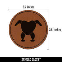 Headless Chicken Round Iron-On Engraved Faux Leather Patch Applique - 2.5"