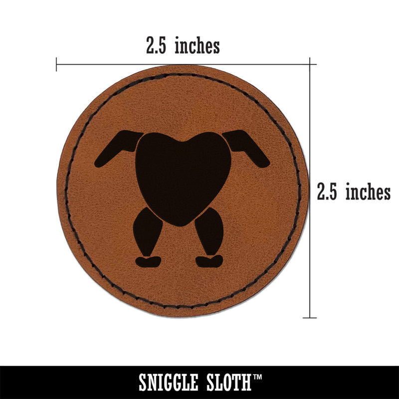 Headless Chicken Round Iron-On Engraved Faux Leather Patch Applique - 2.5"