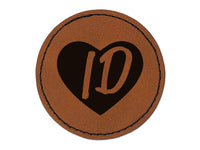 ID Idaho State in Heart Round Iron-On Engraved Faux Leather Patch Applique - 2.5"