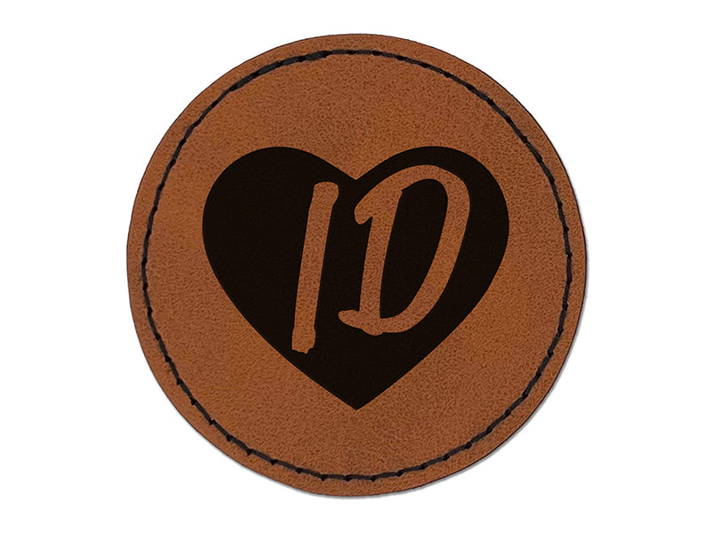 ID Idaho State in Heart Round Iron-On Engraved Faux Leather Patch Applique - 2.5"