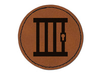 Jail Prison Police Law Enforcement Round Iron-On Engraved Faux Leather Patch Applique - 2.5"