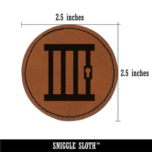 Jail Prison Police Law Enforcement Round Iron-On Engraved Faux Leather Patch Applique - 2.5"